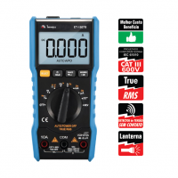 Multímetro Digital Capacidade Tensão AC-DC 400m a 500V Corrente ACa E-DC 400micro a Resistência 400 a 40MOhms 10A Capacitância 4n a 100uF MinipT-1507B - Certificado de Calibração RBC/INMETRO