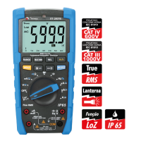 Multímetro Digital LCD 3 5/6 tensão AC/DC corrente AC/DC RMS precisão 0,5% proteção IP65 CAT IV 600V Minipa ET-2507B -Certificado de Calibração RBC/INMETRO