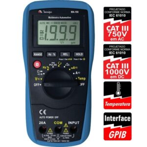 Multímetro Automotivo com Interface USB e Funções RPM - Minipa MA-150 - Certificado de Calibração RBC/INMETRO