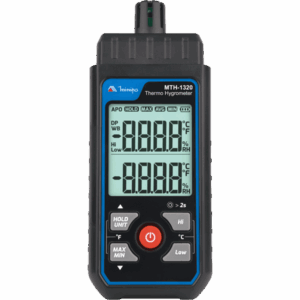 Termohigrômetro digital -20~60°C display duplo ponto de orvalho máx. mín. média Minipa MTH-1320 - Certificado de Calibração Rastreável RBC/INMETRO